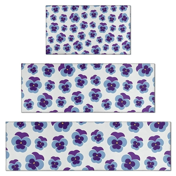 Pioneer Flower Floral Print Pattern Kitchen Rugs Sets Of 3,Kitchen Runner Rugs Non Skid Washable,Decorative Kitchen Floor Mats for Kitchen,Sink,Laundry,17"x30"+ 17"x47" + 17"x59"