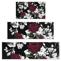Pioneer Flower Floral Print Pattern Kitchen Rugs Sets Of 3,Kitchen Runner Rugs Non Skid Washable,Decorative Kitchen Floor Mats for Kitchen,Sink,Laundry,17"x30" 17"x47" 17"x59"