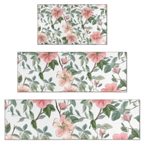 Pioneer Flower Floral Print Pattern Kitchen Rugs Sets Of 3,Kitchen Runner Rugs Non Skid Washable,Decorative Kitchen Floor Mats for Kitchen,Sink,Laundry,17"x30"  17"x47"   17"x59"