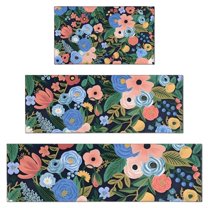 Pioneer Flower Floral Print Pattern Kitchen Rugs Sets Of 3,Kitchen Runner Rugs Non Skid Washable,Decorative Kitchen Floor Mats for Kitchen,Sink,Laundry,17"x30"  17"x47"   17"x59"