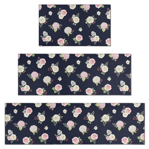 Black and Gold Marble Pattern Non Slip Washable Kitchen Rug, Anti Fatigue Decorative Floor Mat for Sink Laundry and Home Use, 17"x47"