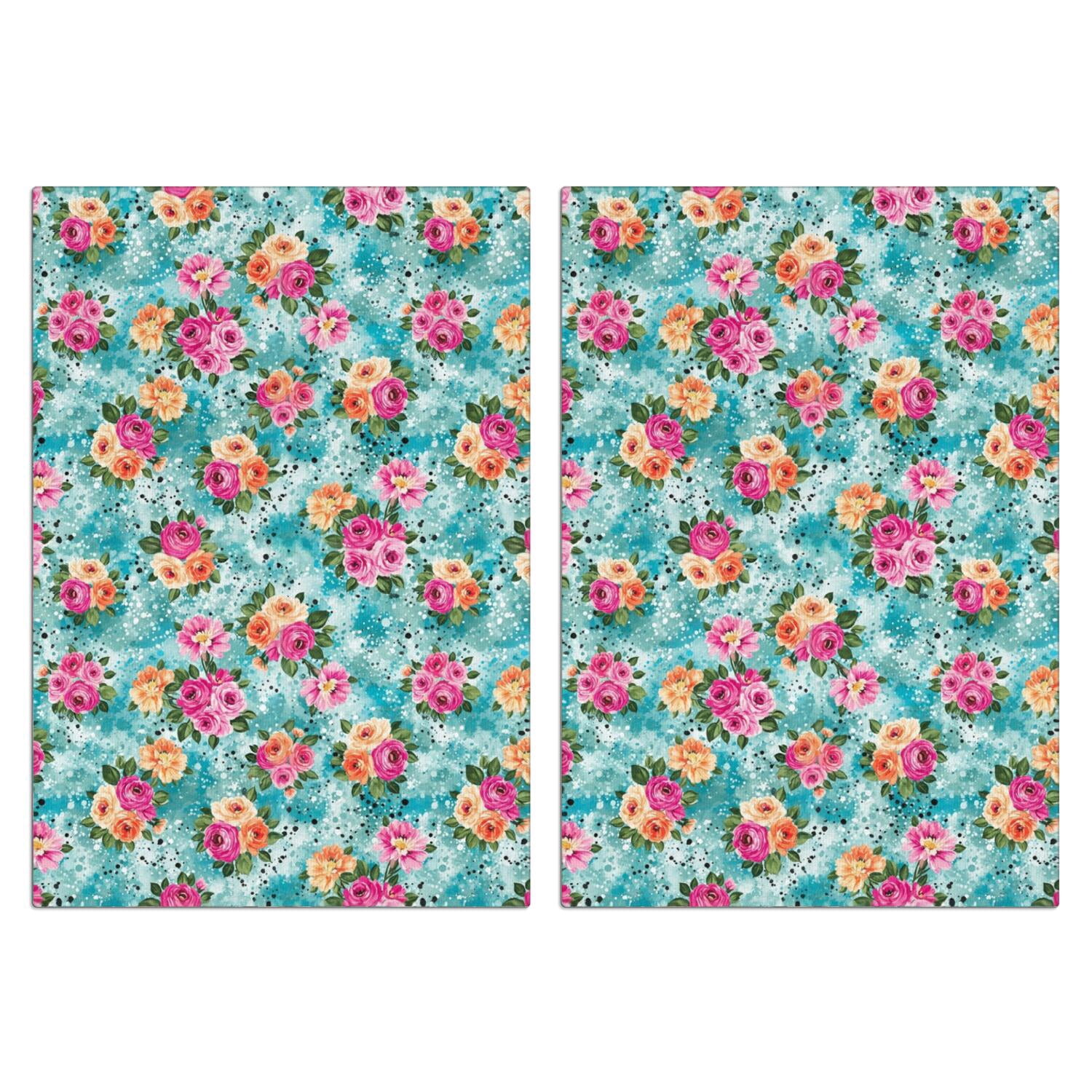 Pioneer Flower Floral Print Pattern Kitchen Towels Set Of 2, Microfiber ...