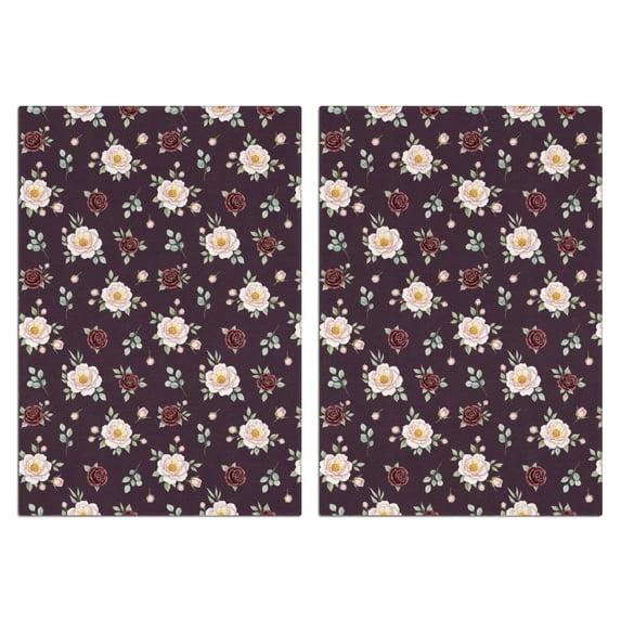 Floral Pattern C Pioneer Flower Floral Print Pattern Kitchen Towels Set Of 2, Microfiber ...