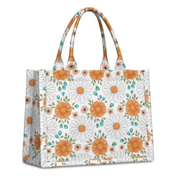 Pioneer Flower Floral Print Pattern Large Capacity Fashion Luxury Tote Handbag, Laptop Compatible Daily Work Bag, 15.7"x13"x5.1"