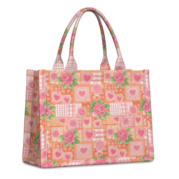 Pioneer Flower Floral Print Pattern Large Capacity Fashion Luxury Tote Handbag, Laptop Compatible Daily Work Bag, 15.7"x13"x5.1"
