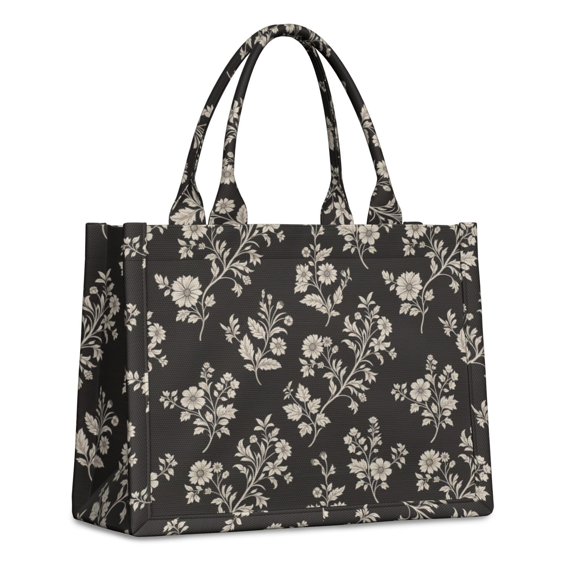 Pioneer Flower Floral Print Pattern Large Capacity Fashion Luxury Tote Handbag, Laptop Compatible Daily Work Bag, 15.7"x13"x5.1"