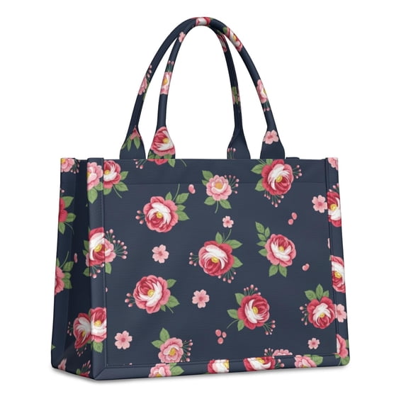 Pioneer Flower Floral Print Pattern Large Capacity Fashion Luxury Tote Handbag, Laptop Compatible Daily Work Bag, 15.7"x13"x5.1"