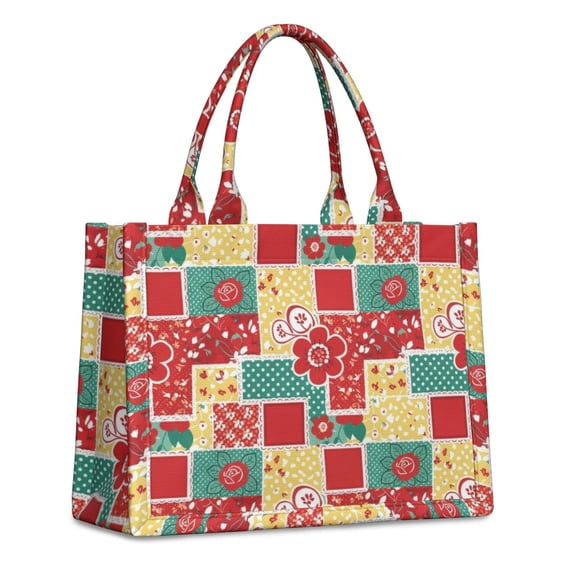 Pioneer Flower Floral Print Pattern Large Capacity Fashion Luxury Tote Handbag, Laptop Compatible Daily Work Bag, 15.7"x13"x5.1"