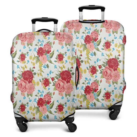 Pioneer Flower Floral Print Pattern Luggage Cover Fashion Suitcase Cover Baggage Covers Fit 25-28 Inch Luggage (Go Travel)