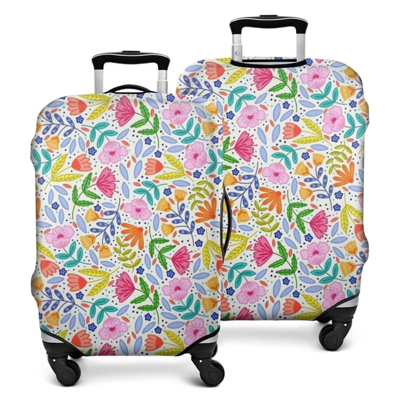 Pioneer Flower Floral Print Pattern Luggage Cover Fashion Suitcase Cover Baggage Covers Fit 25-28 Inch Luggage (Go Travel)