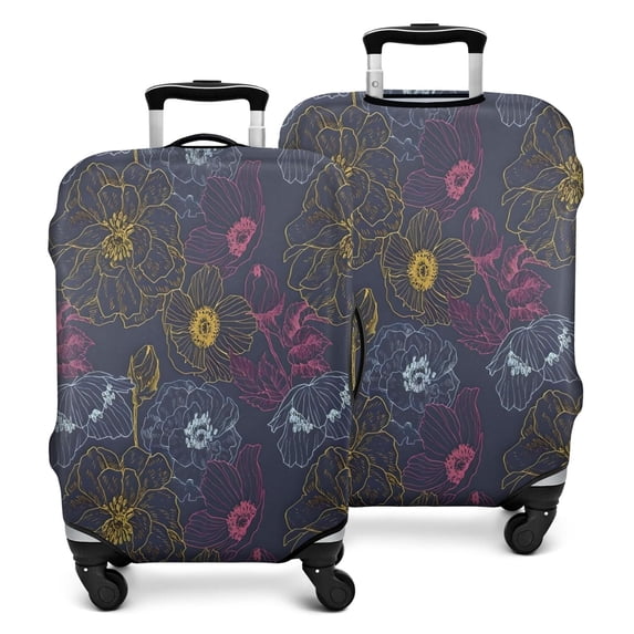 Pioneer Flower Floral Print Pattern Luggage Cover Fashion Suitcase Cover Baggage Covers Fit 25-28 Inch Luggage (Go Travel)