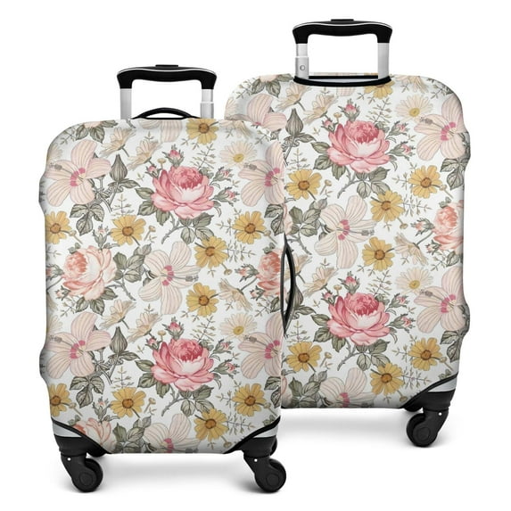 Pioneer Flower Floral Print Pattern Luggage Cover Fashion Suitcase Cover Baggage Covers Fit 25-28 Inch Luggage (Go Travel)