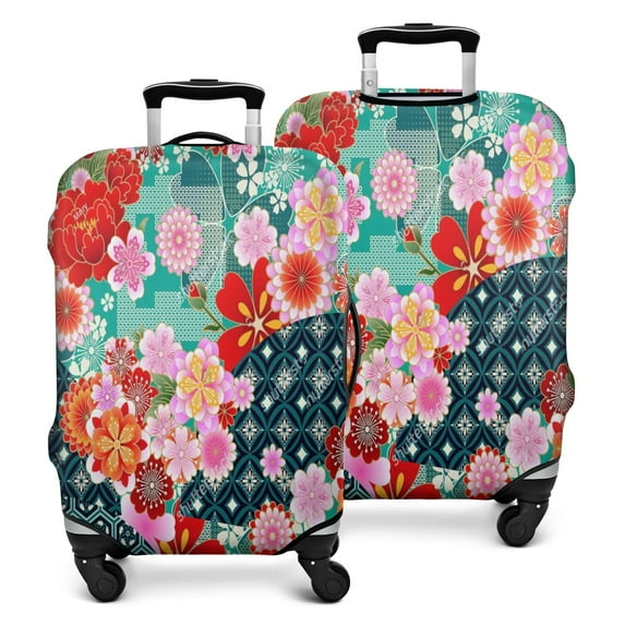 Pioneer Flower Floral Print Pattern Luggage Cover Fashion Suitcase Cover Baggage Covers Fit 25-28 Inch Luggage (Go Travel)