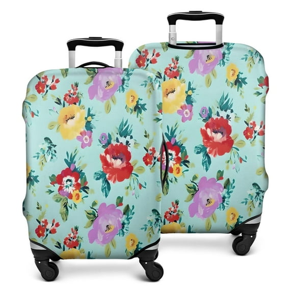 Pioneer Flower Floral Print Pattern Luggage Cover Fashion Suitcase Cover Baggage Covers Fit 25-28 Inch Luggage (Go Travel)