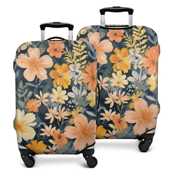 Pioneer Flower Floral Print Pattern Luggage Cover Fashion Suitcase Cover Baggage Covers Fit 25-28 Inch Luggage (Go Travel)
