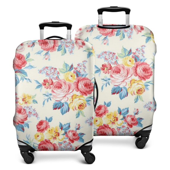 Pioneer Flower Floral Print Pattern Luggage Cover Fashion Suitcase Cover Baggage Covers Fit 25-28 Inch Luggage (Go Travel)
