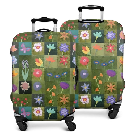 Pioneer Flower Floral Print Pattern Luggage Cover Fashion Suitcase Cover Baggage Covers Fit 25-28 Inch Luggage (Go Travel)