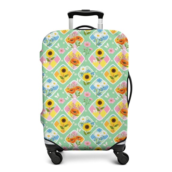 Pioneer Flower Floral Print Pattern Luggage Cover,Stretch Luggage Protective Sleeve with Top & Side Openings, Reinforced Stitching Gift Ideas for Students Professionals,S(18-20in)