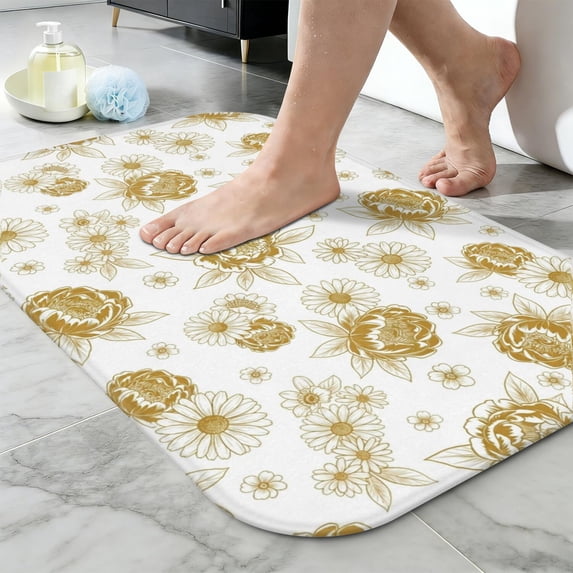 Pioneer Flower Floral Print Pattern Non-Slip Bath Mat, Entryway Door ...