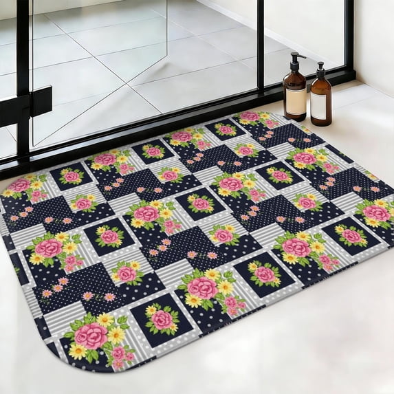 Pioneer Flower Floral Print Pattern Non-Slip Bath Mat, Kitchen Floor ...