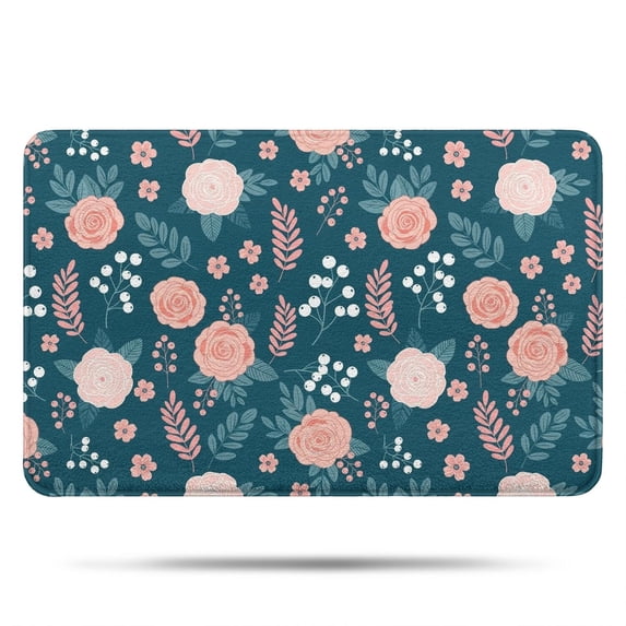 Pioneer Flower Floral Print Pattern Non Slip Microfiber Bathroom Rugs, Soft Rubber Backing Bath Mats for Bathroom Floor Tub and Shower,17"x27"