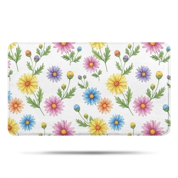 Pioneer Flower Floral Print Pattern Non Slip Microfiber Bathroom Rugs, Soft Rubber Backing Bath Mats for Bathroom Floor Tub and Shower,17"x30"