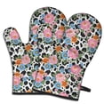thumbnail image 1 of Pioneer Flower Floral Print Pattern Oven Mitt 2-Pack Set, Heat Resistant Kitchen Gloves, 7.7" X 12", 1 of 6