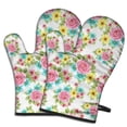 thumbnail image 1 of Pioneer Flower Floral Print Pattern Oven Mitt 2-Pack Set, Heat Resistant Kitchen Gloves, 7.7" X 12", 1 of 6