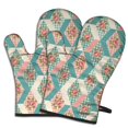 thumbnail image 1 of Pioneer Flower Floral Print Pattern Oven Mitt 2-Pack Set, Heat Resistant Kitchen Gloves, 7.7" X 12", 1 of 6