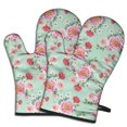 thumbnail image 1 of Pioneer Flower Floral Print Pattern Oven Mitt 2-Pack Set, Heat Resistant Kitchen Gloves, 7.7" X 12", 1 of 2