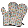 thumbnail image 1 of Pioneer Flower Floral Print Pattern Oven Mitt 2-Pack Set, Heat Resistant Kitchen Gloves, 7.7" X 12", 1 of 6