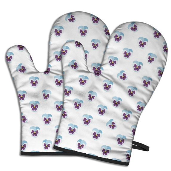 Pioneer Flower Floral Print Pattern Oven Mitt 2-Pack Set, Heat Resistant Kitchen Gloves, 7.7" X 12"