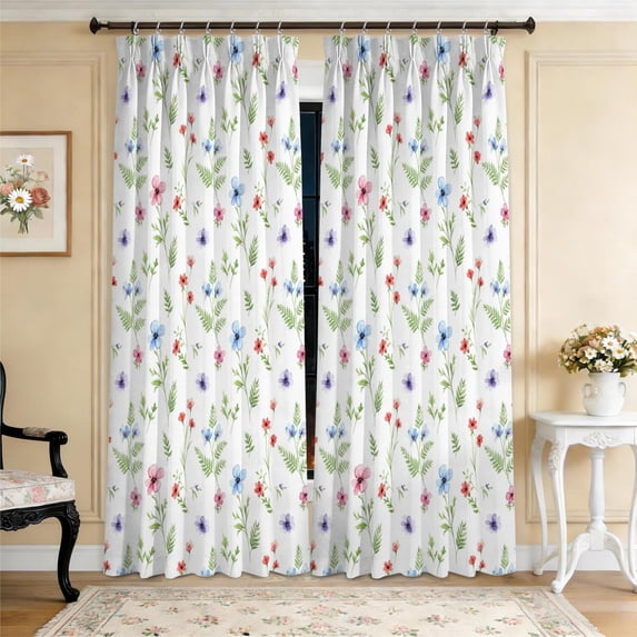 Pioneer Flower Floral Print Pattern Pinch Pleated Blackout Curtains ...