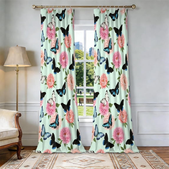 Pioneer Flower Floral Print Pattern Pinch Pleated Blackout Curtains ...