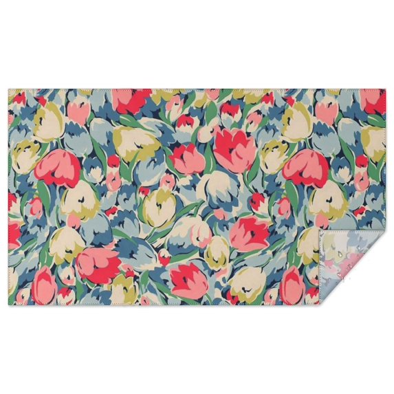 Pioneer Flower Floral Print Pattern Rectangle Tablecloth 60"x102",Waterproof Polyester Rectangle Table Cloth, Wipeable Spillproof Polyester Tablecloth for Dining, Camping, Indoor and Outdoor