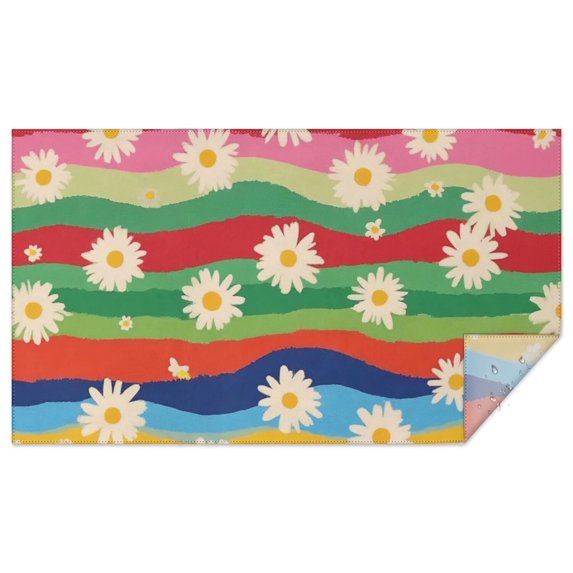 Pioneer Flower Floral Print Pattern Rectangle Tablecloth 60"x102",Waterproof Polyester Rectangle Table Cloth, Wipeable Spillproof Polyester Tablecloth for Dining, Camping, Indoor and Outdoor