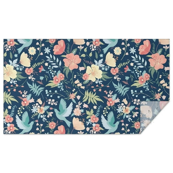Pioneer Flower Floral Print Pattern Rectangle Tablecloth 60"x102",Waterproof Polyester Rectangle Table Cloth, Wipeable Spillproof Polyester Tablecloth for Dining, Camping, Indoor and Outdoor