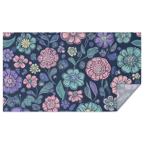 Pioneer Flower Floral Print Pattern Rectangle Tablecloth 60"x102",Waterproof Polyester Rectangle Table Cloth, Wipeable Spillproof Polyester Tablecloth for Dining, Camping, Indoor and Outdoor