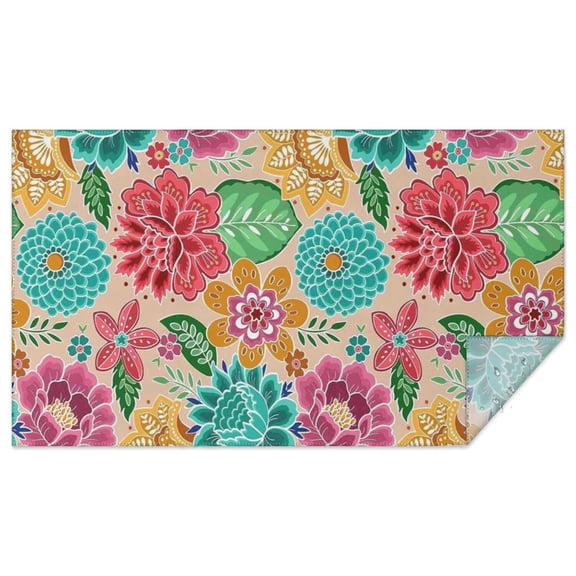 Pioneer Flower Floral Print Pattern Rectangle Tablecloth 60"x102",Waterproof Polyester Rectangle Table Cloth, Wipeable Spillproof Polyester Tablecloth for Dining, Camping, Indoor and Outdoor