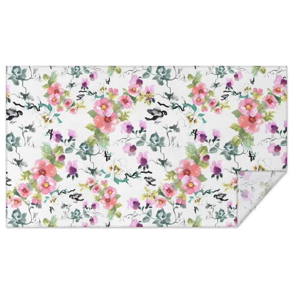 Pioneer Flower Floral Print Pattern Rectangle Tablecloth 60"x102",Waterproof Polyester Rectangle Table Cloth, Wipeable Spillproof Polyester Tablecloth for Dining, Camping, Indoor and Outdoor