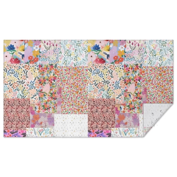 Pioneer Flower Floral Print Pattern Rectangle Tablecloth 60"x102",Waterproof Polyester Rectangle Table Cloth, Wipeable Spillproof Polyester Tablecloth for Dining, Camping, Indoor and Outdoor