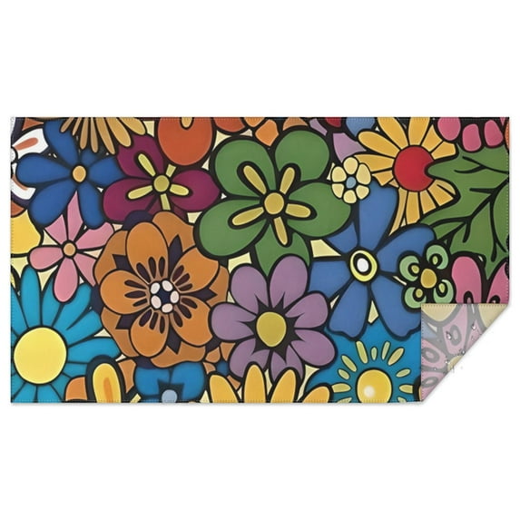 Pioneer Flower Floral Print Pattern Rectangle Tablecloth 60"x102",Waterproof Polyester Rectangle Table Cloth, Wipeable Spillproof Polyester Tablecloth for Dining, Camping, Indoor and Outdoor