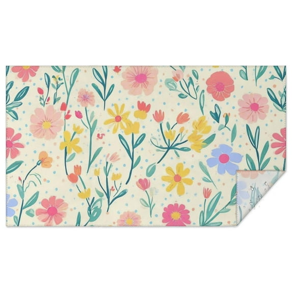 Pioneer Flower Floral Print Pattern Rectangle Tablecloth 60"x102",Waterproof Polyester Rectangle Table Cloth, Wipeable Spillproof Polyester Tablecloth for Dining, Camping, Indoor and Outdoor