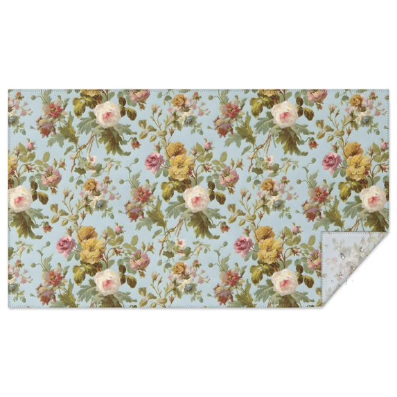 Pioneer Flower Floral Print Pattern Rectangle Tablecloth 60"x102",Waterproof Polyester Rectangle Table Cloth, Wipeable Spillproof Polyester Tablecloth for Dining, Camping, Indoor and Outdoor
