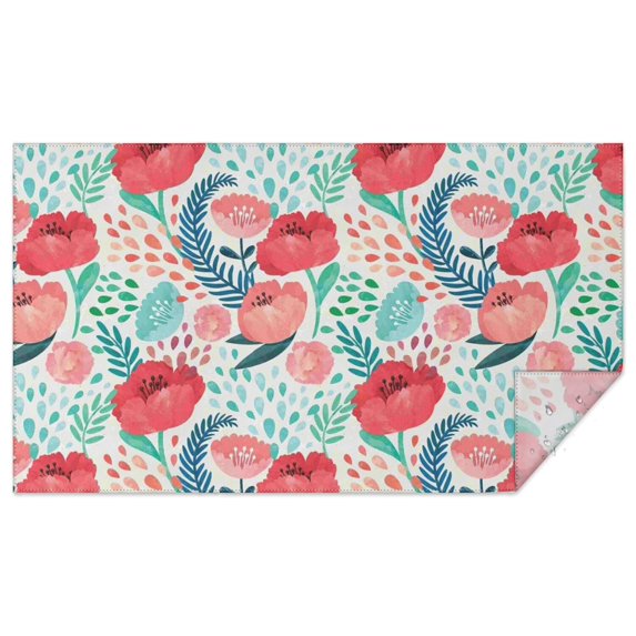 Pioneer Flower Floral Print Pattern Rectangle Tablecloth 60"x102",Waterproof Polyester Rectangle Table Cloth, Wipeable Spillproof Polyester Tablecloth for Dining, Camping, Indoor and Outdoor