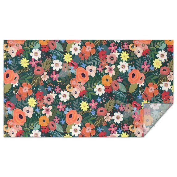Pioneer Flower Floral Print Pattern Rectangle Tablecloth 60"x102",Waterproof Polyester Rectangle Table Cloth, Wipeable Spillproof Polyester Tablecloth for Dining, Camping, Indoor and Outdoor