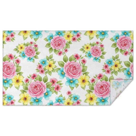 Pioneer Flower Floral Print Pattern Rectangle Tablecloth 60"x102", Waterproof Polyester Table Cloth, Wipeable Spillproof for Dining Camping Indoor Outdoor