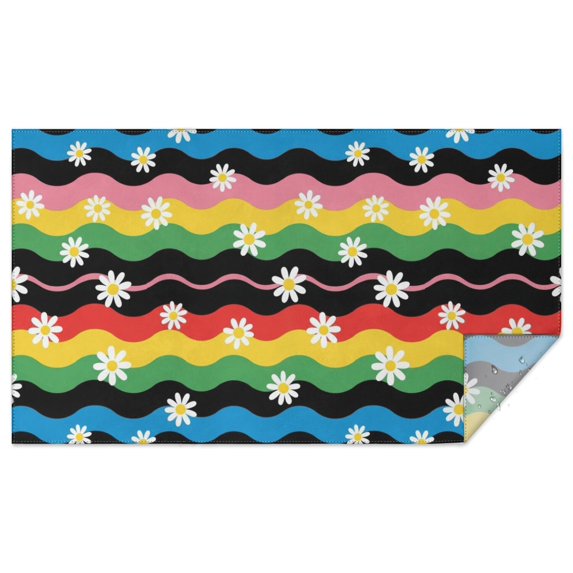 Pioneer Flower Floral Print Pattern Rectangle Tablecloth 60"x102", Waterproof Polyester Table Cloth, Wipeable Spillproof for Dining Camping Indoor Outdoor