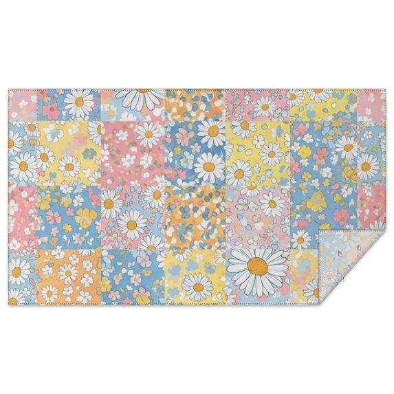 Pioneer Flower Floral Print Pattern Rectangle Tablecloth 60"x102", Waterproof Polyester Table Cloth, Wipeable Spillproof for Dining Camping Indoor Outdoor