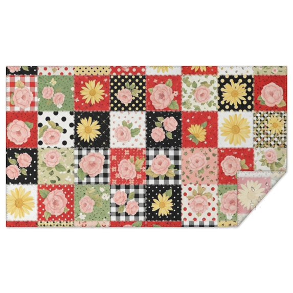 Pioneer Flower Floral Print Pattern Rectangle Tablecloth 60"x102", Waterproof Polyester Table Cloth, Wipeable Spillproof for Dining Camping Indoor Outdoor